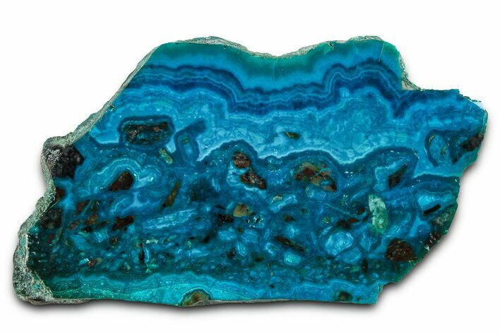 Polished Banded Chrysocolla Slice - Bagdad Mine, Arizona #378939
